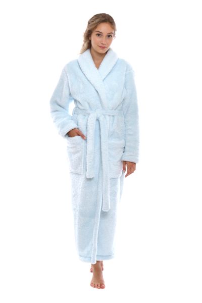 ALTA dlouhý dámský župan se šálovým límcem, Světle modrá, vel. M, galerie